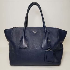 Prada Blue Vitello Daino Tote EUC